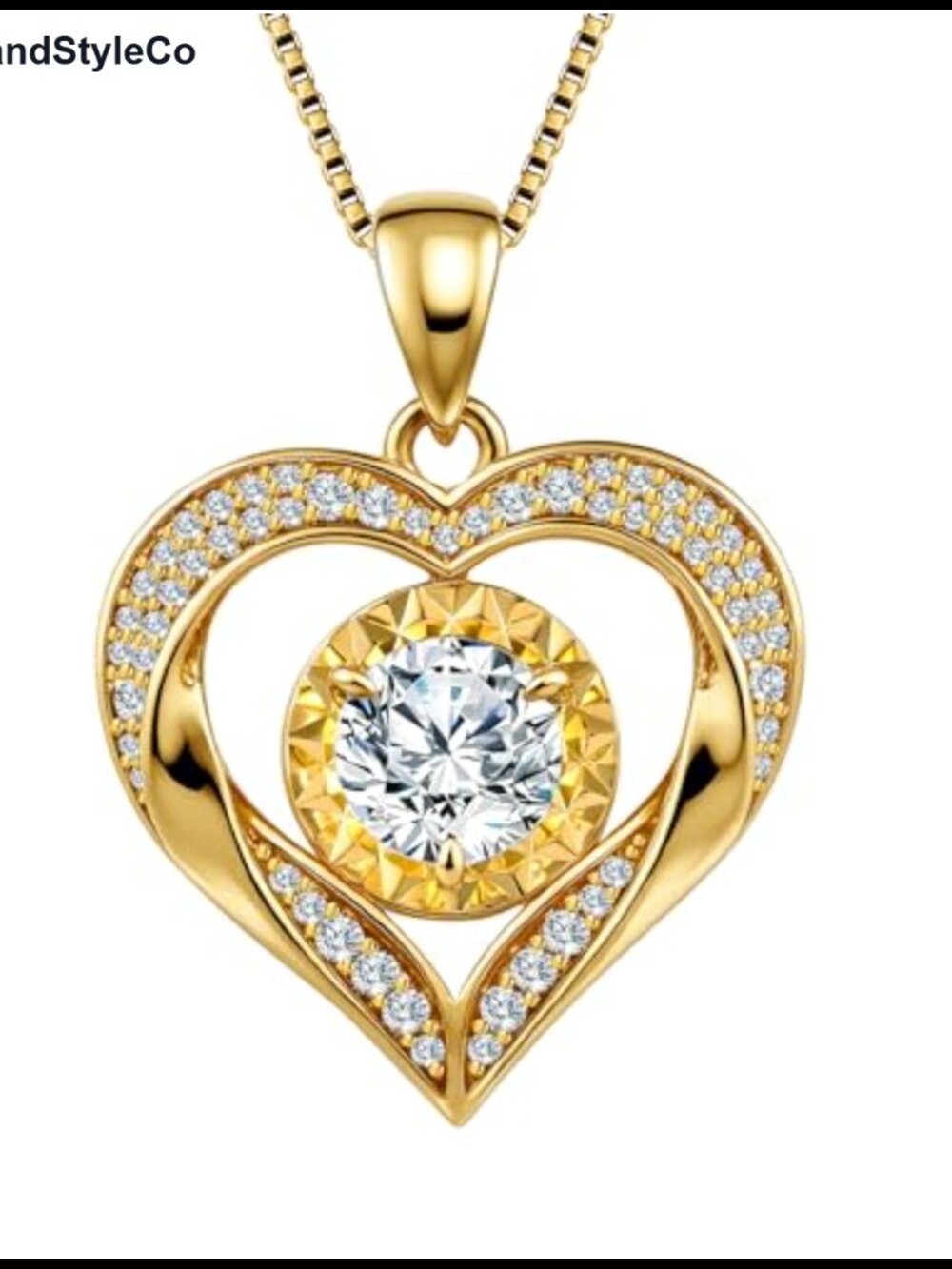 Moissanite Heart Necklace 14k Gold Plated 1 Carat Pendant Gift for Her
